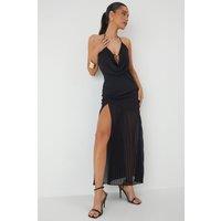 MissPap Women's Shell Trim Pleated Hem Maxi Dress in Black | Size: 8