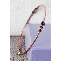 Otis Jaxon London Women's Triple Stone Garnet & Ruby Gold Birthstone Bangle in Rose Gold