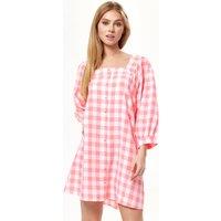 Liquorish Women's Pink Gingham Puff Sleeve Dress | Size: 14