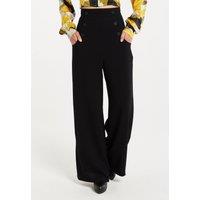 Liquorish Women's Black Wide Leg Trousers | Size: 6
