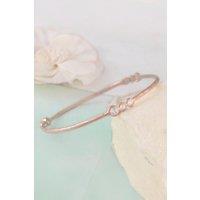Otis Jaxon London Women's White Topaz Sterling Silver November Birthstone Bangle in Rose Gold