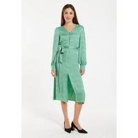 Liquorish Women's 70s Style Jacquard Dress In Mint in Green | Size: 12