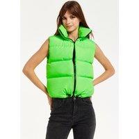 Liquorish Women's Green Puffer Vest with Drawstring Hem