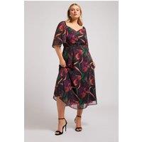 Yours Women's Printed Maxi Dress in Black | Size: 14