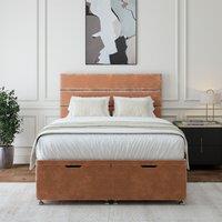 Bedmaster Chenille Ottoman Divan Base & Lined Headboard in Brown | Size: Super King
