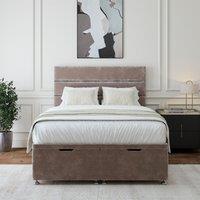 Bedmaster Chenille Ottoman Divan Base & Lined Headboard in Silver | Size: Super King