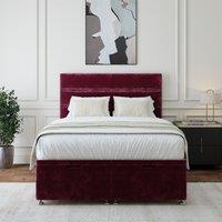 Bedmaster Chenille Ottoman Divan Base & Lined Headboard in Aubergine | Size: Super King