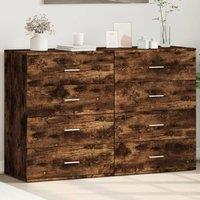 Berkfield Home Sideboards 2 pcs Smoked Oak 60x39x80 cm Engineered Wood in Brown | Size: 60 x 39 x 80 cm