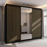 Sliding Wardrobes 4U Ronni Sliding Door Wardrobe 250cm X 217cm in Black | Size: 250 cm X 217 cm