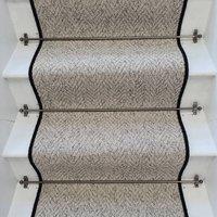 RainbowHome Herringbone Mirage Grey Stair Runner With 100% Pure Wool Edge in Light Grey | Size: 50 cm x 600 cm