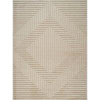 Livabliss Le Mans-Modern Beige Grey White 3D High & Low Pile Textured In- & Outdoor Rug | Size: 120 cm x 170 cm
