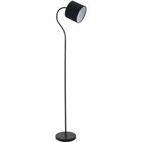 Happy Homewares Traditional Matte Black Floor Lamp with Adjustable Cotton Fabric Shade