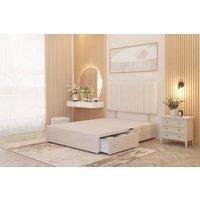 Somnior Alexas 2 Drawers Divan Bed with 30 Upholstered Headboard Plush Velvet in Ivory | Size: Single