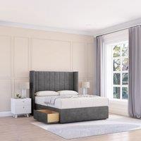 Falcon Plush Wingback Bed Set ,2 Drawers & 54" Floor Standing Headboard