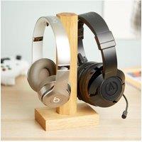 MijMoj Design Double Headphone Stand / Double Gaming Headset Holder in Light Oak