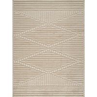 Livabliss Le Mans-Modern Beige Grey White 3D High & Low Pile Textured In- & Outdoor Rug | Size: 120 cm x 170 cm