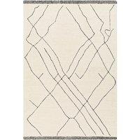 Livabliss Arsenal-Hand Tufted Cream Black Wool Global Living Dining Bedroom Rug | Size: 150 cm x 230 cm