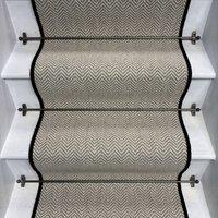 RainbowHome Herringbone Dapple Wool Stair Runner with 100% Wool Edge in Light Grey | Size: 70 cm x 650 cm