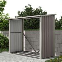 Charles Bentley Metal Log Wood Store Shed - 6x3ft (W182 x D89 x H148cm) in Beige
