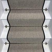RainbowHome Herringbone Java Stair Runner with 100% Wool Edge in Stone | Size: 55 cm x 700 cm