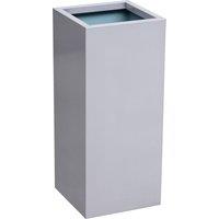 Primrose Zinc Galvanised Tall Rectangular Cube Planter Plant Pot Silver 75cm