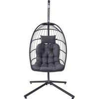 Egg-Shaped Hanging Chair with Soft Cushion & Headrest