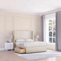 Falcon Plush Wingback Bed Set ,2 Drawers & 54" Floor Standing Headboard