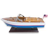 netfurniture Handcrafted Wooden Model Speed Boat With Stand Personalised Name Option in Grey