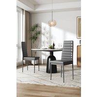 Set of 2 Modern Faux Leather Armless High Back Dining Chairs