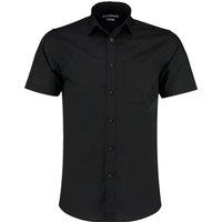Kustom Kit Men's Poplin Short-Sleeved Shirt in Black | Size: 15 inches