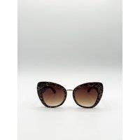 SVNX Women's Oversized Cat-Eye Sunglasses in Brown Red