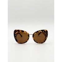 SVNX Women's Oversized Cat-Eye Sunglasses in Tortoiseshell in Brown