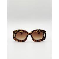 SVNX Women's Oversized Chunky Rectangle Sunglasses in Tortoise in Brown