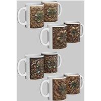 Simply Stunning Mugs Carved Shamrock Relief Ceramic Mug Set of 4 Perfect Lucky Gift in White