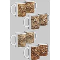 Simply Stunning Mugs Rustic Cherry Blossom 4-Piece Ceramic Mug Set in White