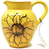 Verano Spanish Ceramics Sunflower Hand Painted Ceramic Yellow Kitchen Dining Large Pourer Jug (H) 21cm