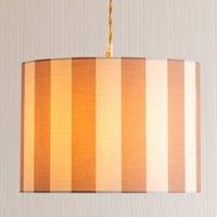 ValueLights Callie Colour Clash Natural & Brown Stripe Drum Lamp Shade & Bulb | Size: Large