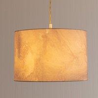 ValueLights Leanne Marble Effect Drum Easy Fit Ceiling Pendant Lamp Shade & Bulb in Stone
