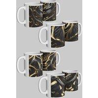 Simply Stunning Mugs Black & Gold Carbon Ceramic Mug Set of 4 - Perfect for Loved Ones in White