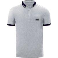 MODISHION Men's Turn Down Collar Short Sleeve Polo Shirt in Grey | Size: Small