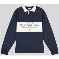 U.S. POLO ASSN. Men's Premium Embroidery Graphic Rugby Shirt in Dark Navy | Size: XL