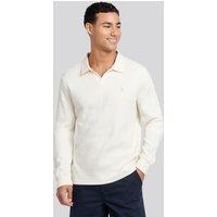 U.S. POLO ASSN. Men's Waffle Texture Open Collar Long Sleeve Polo Shirt in Off-White | Size: 2XL