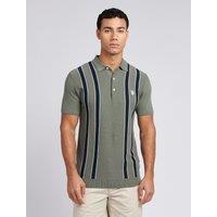 U.S. POLO ASSN. Men's Vertical Stripe Knit Polo Shirt in Dark Olive | Size: Large