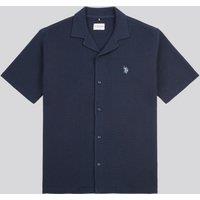 U.S. POLO ASSN. Men's Waffle Texture Revere Shirt in Dark Navy | Size: Large