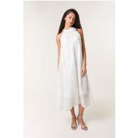 Blue Vanilla Women's Ivory Sleeveless Halterneck Midi Dress