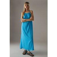 Warehouse Women's Marble Dobby Chiffon Halter Ruffle Maxi Dress in Azure | Size: 14