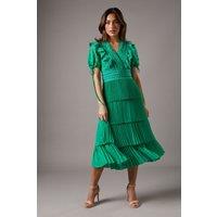 Lace Top Frill Midi Dress