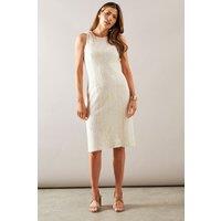 Wallis Women's Cornelli Embroidered Sleeveless Pencil Dress in Ivory | Size: 18