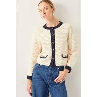 Nancy Smart Waffle Knit Cardigan Ivory