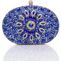 AJVANI Women's Diamante Embellished Oval Prom Clutch Bag in Cobalt